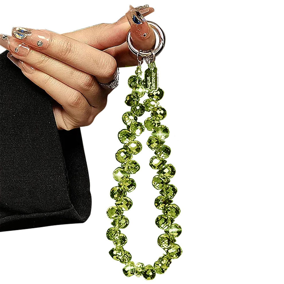 Beaded Phone Charm Wrist Strap Bling Bracelet For Phone Bag Key With Secure Wrist Carry Green 9045646661438