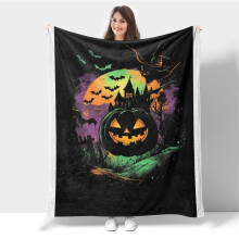 Halloweenská flanelová deka z měkkého teplého fleecového přehozu