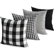 Buffalo Plaid Sorte Pudebetræk 20x20 Sæt med 4 Dekorative