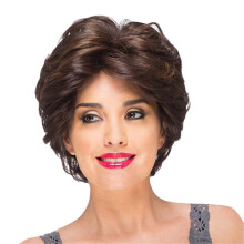 Short Curly Synthetic Wig for Women Brown Pixie Cut Heat Resistant Natural Look Adjustable Fit