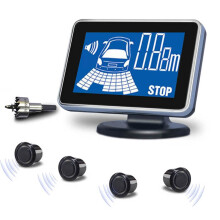 Car Parking Sensor Reverse Backup Radar System with 4Sensor Accurate Detection LCD Display Voice Beep Alert
