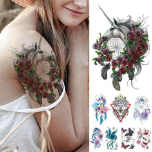 Waterproof Temporary Tattoo Stickers for Women Men, Rose Wolf Dragon Body Art, LongLasting Easy Peel