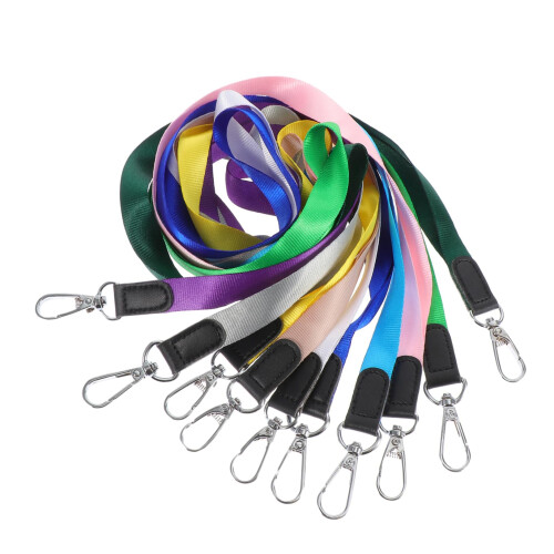 10pcs Durable Woven ID Badge Lanyards with MultiFunction Attachment for Work and Office