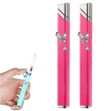2Pack Refillable Butane Torch Lighters with Adjustable Flame Control, Windproof Metal Design, Pink Gift Set for Women