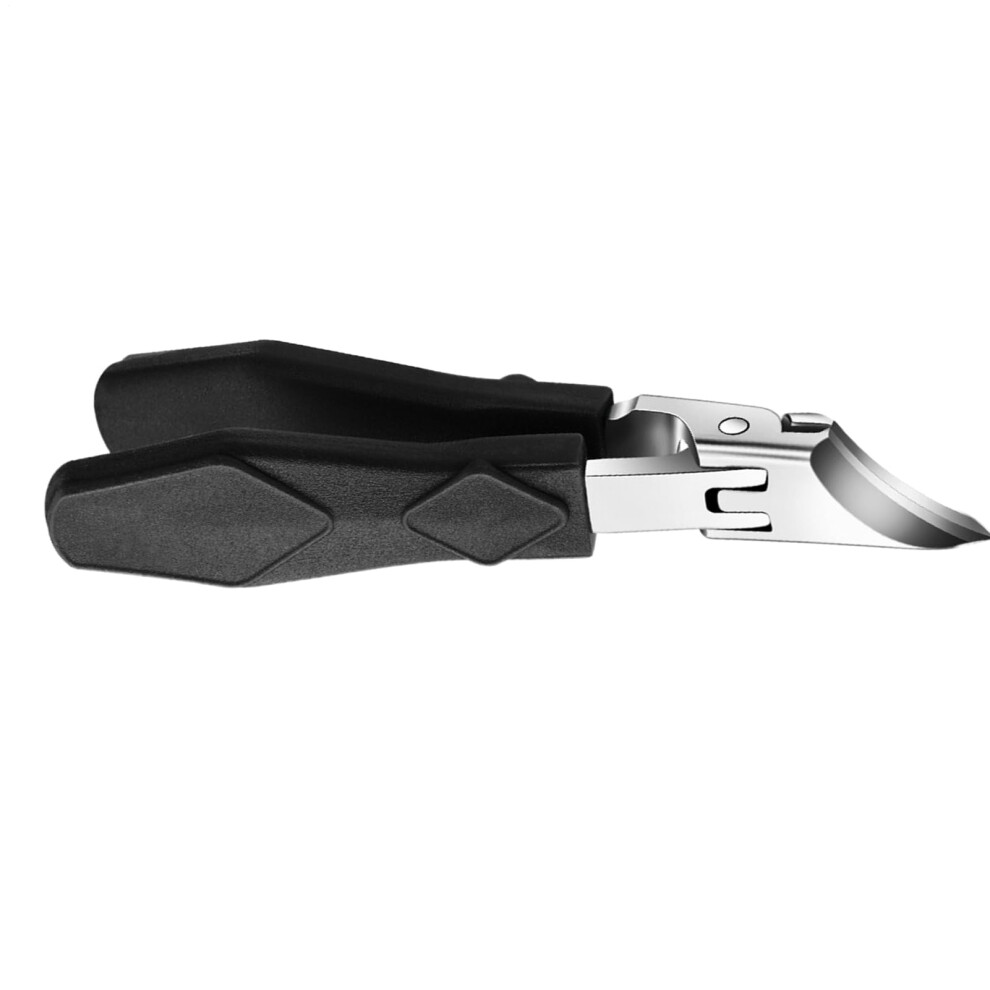 Black Slanted Toenail Clipper For Thick Nails, Ergonomic Nail Cutter With Precision Slant Tip And Chip Catcher