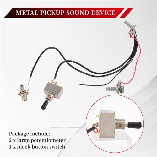 Guitar Wiring Harness Prewired Two Pickup 500K Pots 3-Way Toggle  Silver 2