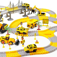 276pcs Construction Race Track Toy Set for Boys Ages 36 with Flexible Track Design and 5 Vehicles