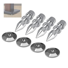 4 Pcs Silver Copper HiFi Speaker Spikes Set, Shockproof Isolation Feet for Vibration Reduction and Signal Clarity