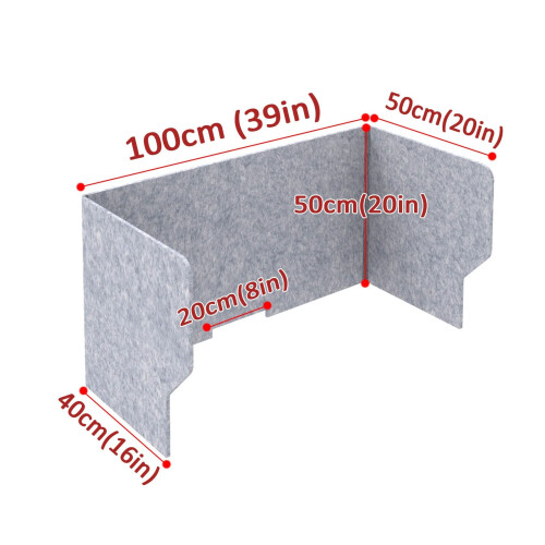 Foldable Desk Divider Privacy Panel with Noise Reduction and Splashproof Surface for Office and Students 100cm Grey 1