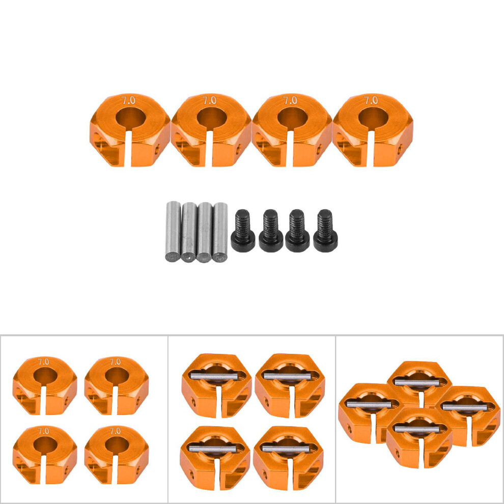 Rc Car Wheel Adapter 12Mm For Sakura Hsp 1/10 7Mm Universal Hex Hub Orange 8451393826449