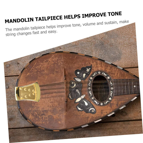 Mandolin Tailpiece and Bridge Set for Arched  – Durable Metal Build, Secure String Anchoring, Easy Installation 2