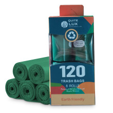 Small Compostable Trash Bags 1.2 Gallon, Biodegradable Garbage Bags with Drawstring Leak Protection, 120 Count Green
