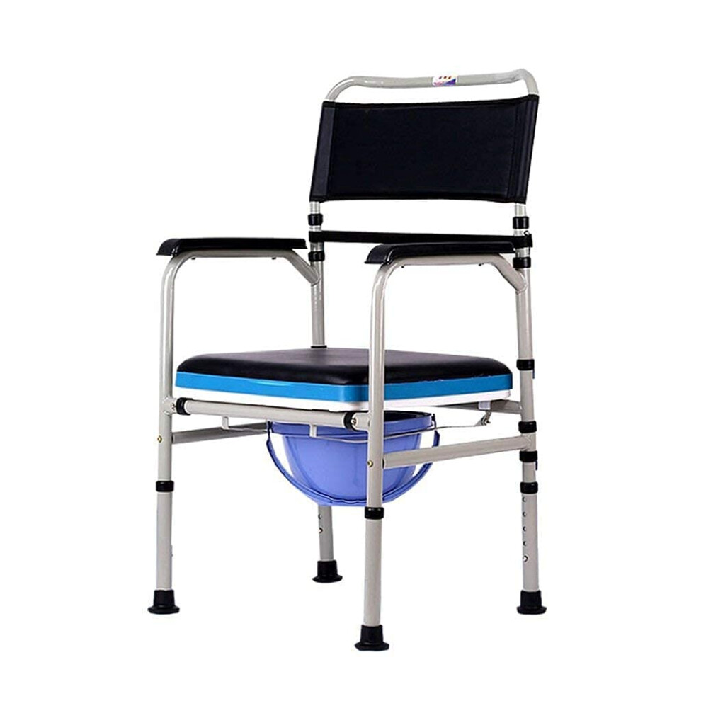 Folding Rollator Walker with Height Adjustable Commode Chair, Lightweight Mobility Aid for Seniors