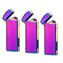 Electric Lighter 3 Pack Dual Plasma Arc Windproof USB Rechargeable Metal Lighters for Camping