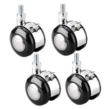 1.5 Inch Caster Wheels with Brakes, M6 Threaded Swivel Furniture Casters Set for Tables, Smooth Silent Rolling