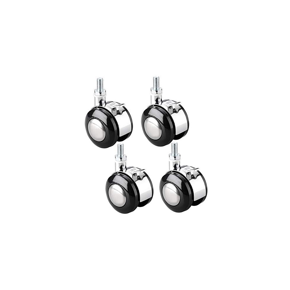 1.5 Inch Caster Wheels With Brakes, M6 Threaded Swivel Furniture Casters Set For Tables, Smooth Silent Rolling 9330225576204
