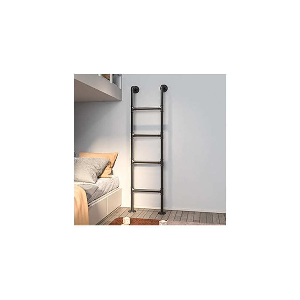 Loft Bed Ladder With HookâOn Quick Installation, AntiâSlip Steps, 330Lbs HeavyâDuty Metal Design, Matte Black 9330225576143