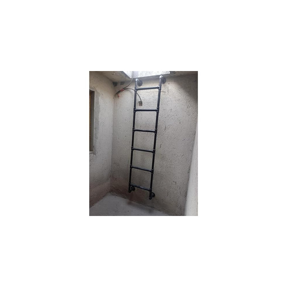 Wall Mounted Metal Loft Ladder, Spacesaving Durable Design For Home Loft Or Basement Escape, Supports 330Lbs 9330225576167