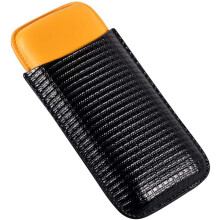 Luxury Leather Cigar Case for 3 Cigars with Moisture Shield and Shock Resistant Protection Black