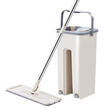 Spin Mop and Bucket Set with Hands Wringer, 360 Rotating Flat Mop, Reusable Pads, Long Adjustable Handle for Wet and Dry Floors