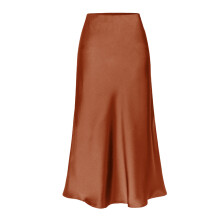 Skirt for Women Midi Length High Waist Silk Satin Elasticized Cheetah Casual Ladies Skirts Brown L