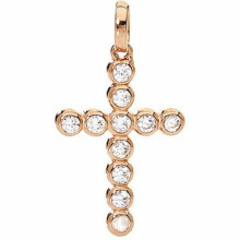 AMEN Mod. CROCE PICCOLA Argento IP Oro rosa e Zirconi