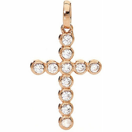 AMEN Mod. CROCE PICCOLA Argento IP Oro rosa e Zirconi
