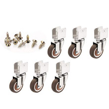 50mm Rubber Swivel Caster Wheels with Brakes, FloorFriendly TPR Wheels, Set of 6 for Furniture