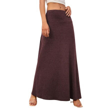 Women's Casual Long Skirts Strhy Soft Flowy Maxi-Burgundy M