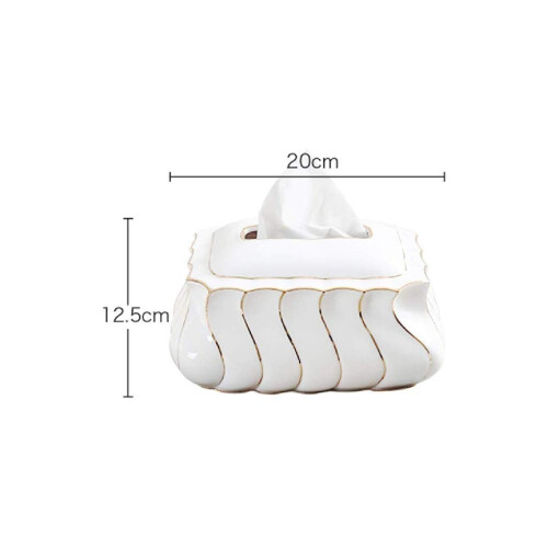 Ceramic Tissue Box Cover for Bathroom Vanity, Modern White Square Holder with Easy Clean Surface 1