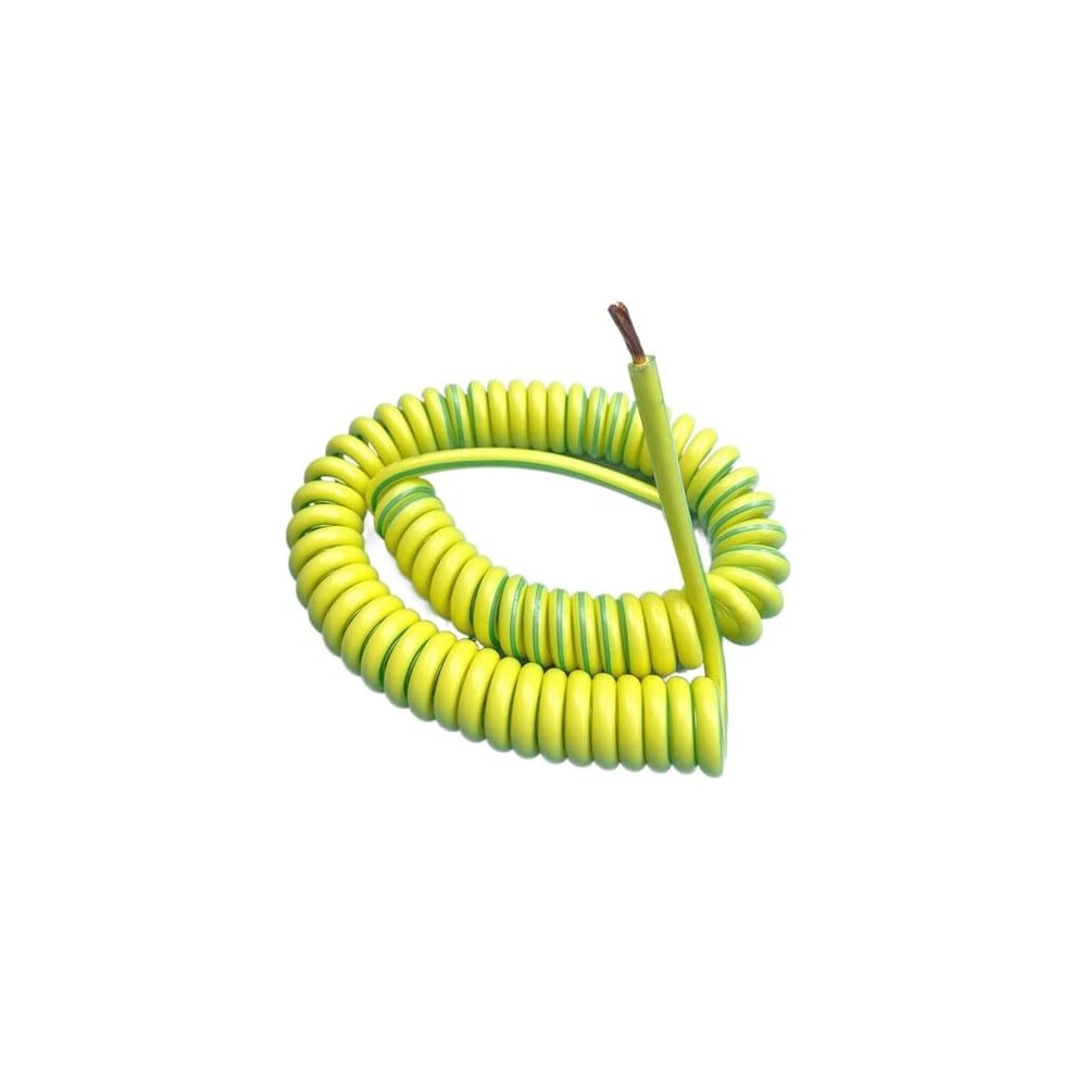 Coiled Extension Cord Retractable Spring Spiral Cable Yellow Green Copper Ground Wire 9 Awg Flexible 5M 9330225577584
