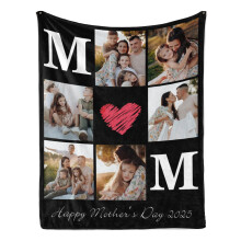 Photo Blanket for Mom with Custom Text, Soft Cozy Fabric, Mother's Day Gift