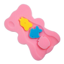 Soft Baby Bath Sponge Mat, NonSlip Infant Bath Cushion with Cartoon Animal Shape and Quick Dry Design (Pink)