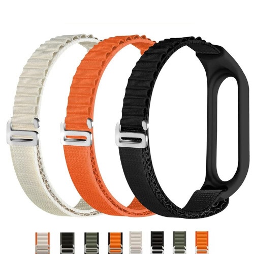 Orange Nylon Loop Comfortable Flexible Fit Adjustable Replacement Wristband for Mi Band 6 1