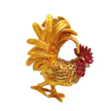 Beautiful Rooster Inspired Jewelry Organiser Trinket Box-Gold