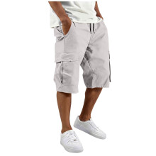 Mens Cargo Shorts Drawstring Casual Shorts Outdoor-Beige M