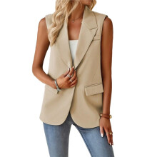 Débardeur D'Été Sans Manches pour Femme, Tendance, Décontracté, pour le Travail et le Bureau, avec Poches Abricot XXXL