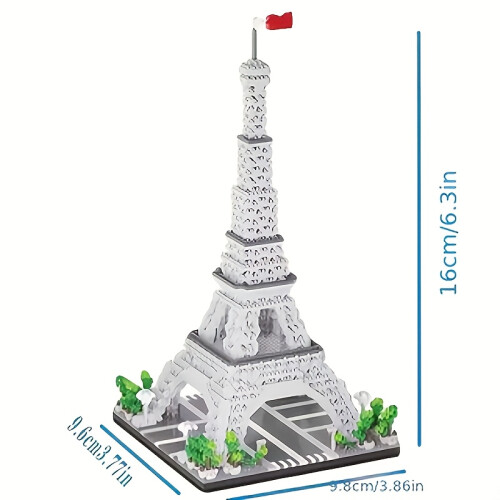 Paris Eiffel Tower Building Block Set, 3ABS Material, World Famous Architecture Educational Toy, Micro Building Blocks, Gift for 1