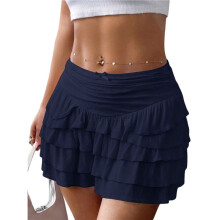 Flowy Skirts for Women Ruffle Bow-Knot Skorts Skirts High Waisted Tennis Skort Summer Skirts Navy XL