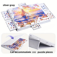 (Light Grey, 77cm*53cm) 1000/1500pcs Foldable Puzzle Table Puzzle Mat with Colorful, Beautiful And High Quality, Tiltable Puzzle Board