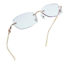 Blue Light Blocking Glasses for Women, Rimless Champagne Frame 1.0x Reading Glasses with Diamond Accent