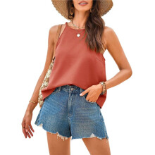 Womens Summer Halter Crop Tank Tops Y2k Going Out Sleeveless Tee Shirts Open Back Beach Camisole Orange Red S