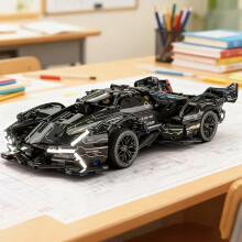 (QM00170) 1263pcs Limited Edition Black Supercar Building Block Set - Challenging Assembly with Openable Hood and Trunk,