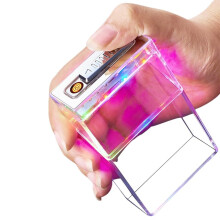 2 in 1 Transparent Cigarette Case with Builtin Lighter, Waterproof 20 Cigarette Holder with Sliding Cover
