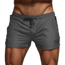 Mens Swim Trunks Quick Dry Swimwear Zipper Pockets, Swim Shorts with Mesh Lining Silver Gray L