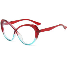 Oversized Cat Eye Blue Light Glasses for Women Vintage Clear Lens Eyewear Deep Red Green