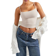 Women Square Neck Tank Top Summer Y2K Going Out Basic Shirt White S