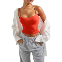 Women Square Neck Tank Top Summer Y2K Going Out Basic Shirt Red S