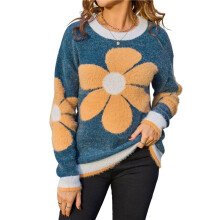 Women'S Halloween Knit Sweater Crew Neck Pumpkin Print Pullover Long Sleeve Casual Loose Jumper Crop Tops S