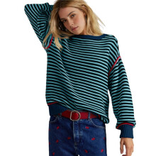 Women Striped Oversized Sweatshirt Crewneck Long Sleeve Shirts Hoodies 2025 Summer Fashion Pullover Top Navy L